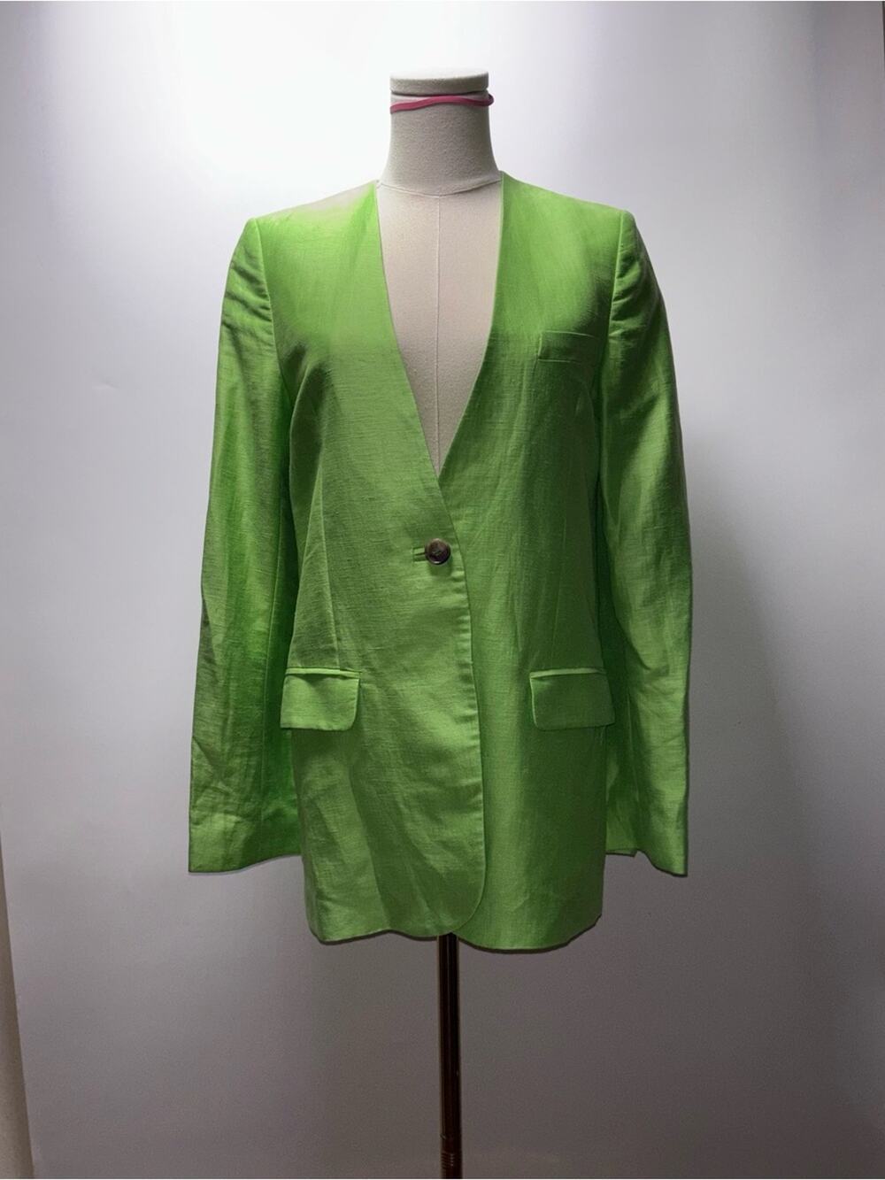 & Other Stories Bright Lime Green Single-Button Blazer Size 0